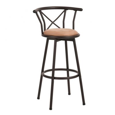 Scaun de bar Bedora Iron, 43 x 56 x 99 cm, metal/textil, maro Scaun de bar Bedora Iron, 43 x 56 x 99 cm, metal/textil, maro