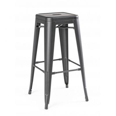 Scaun de bar, Minnesota Gun Grey, Bizzotto, 43x43x76 cm, otel ieftin