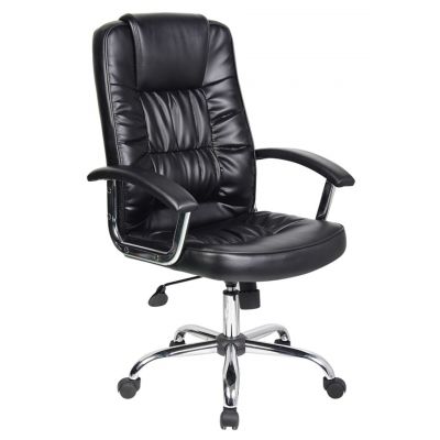 Scaun de birou ergonomic, Bedora  Abraj, piele ecologica, negru