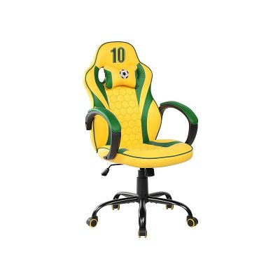 Scaun gaming tapitat cu piele ecologica, Braxton Galben / Verde, l62xA48xH109-119 cm