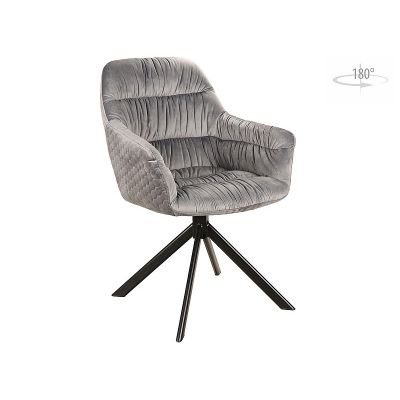Scaun rotativ tapitat cu stofa si picioare metalice, Astrela Velvet Gri / Negru, l64xA45xH85 cm
