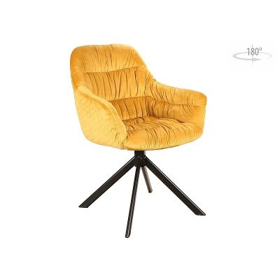 Scaun rotativ tapitat cu stofa si picioare metalice, Astrela Velvet Mustariu / Negru, l64xA45xH85 cm