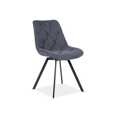 Scaun rotativ tapitat cu stofa si picioare metalice, Valiant Velvet Gri / Negru, l50xA43xH84 cm