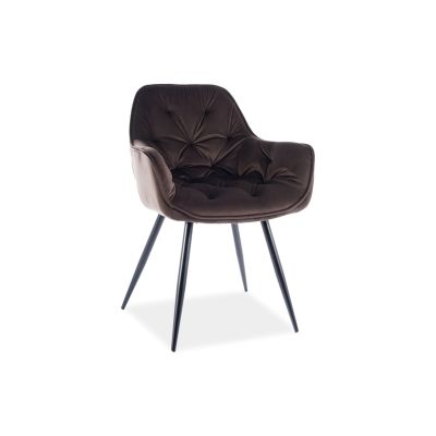 Scaun tapitat cu stofa si picioare metalice Clyde Velvet Maro / Negru, l57xA58xH87 cm
