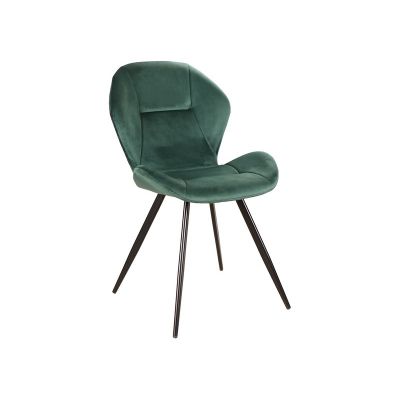 Scaun tapitat cu stofa si picioare metalice, Genos Velvet Verde Inchis / Negru, l51xA41xH85 cm