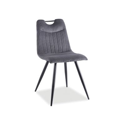Scaun tapitat cu stofa si picioare metalice, Ortega Gri / Negru, l45xA40xH86 cm
