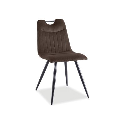 Scaun tapitat cu stofa si picioare metalice, Ortega Maro / Negru, l45xA40xH86 cm