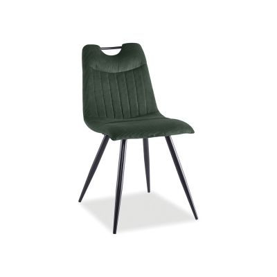 Scaun tapitat cu stofa si picioare metalice, Ortega Verde Inchis / Negru, l45xA40xH86 cm