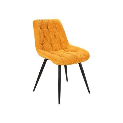 Scaun tapitat cu stofa si picioare metalice, Pasha Curry / Negru, l49xA43xH84 cm