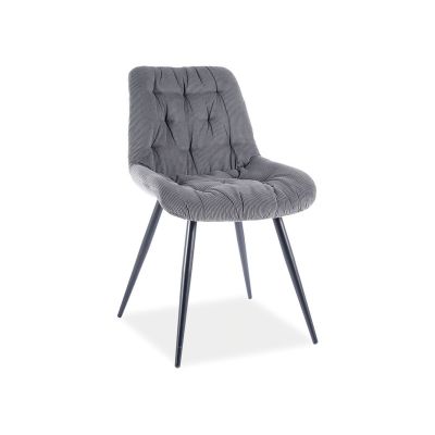 Scaun tapitat cu stofa si picioare metalice, Pasha Gri / Negru, l49xA43xH84 cm