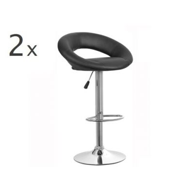 Set 2 scaune bar, Bedora Oval, piele ecologica, negru Set 2 scaune bar, Bedora Oval, piele ecologica, negru