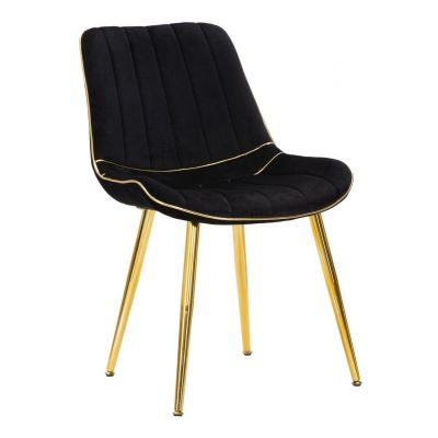 Set 2 scaune Paris, Mauro Ferretti, 51x59x79 cm, catifea, negru/auriu
