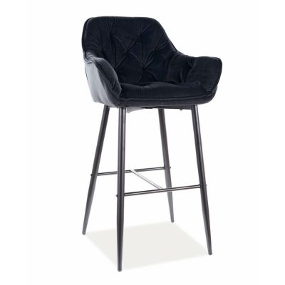 Scaun Bar H1 Cherry Velvet Negru