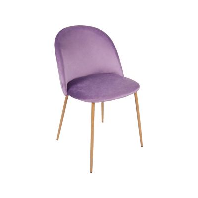 Scaun dining tapitat ARIANA violet cu picioare natur din metal