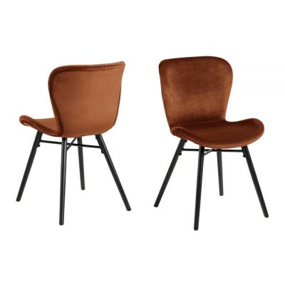Set 2 scaune tapitate cu stofa si picioare din lemn Batilda A-1 Velvet Maro / Negru, l47xA53xH82,5 cm