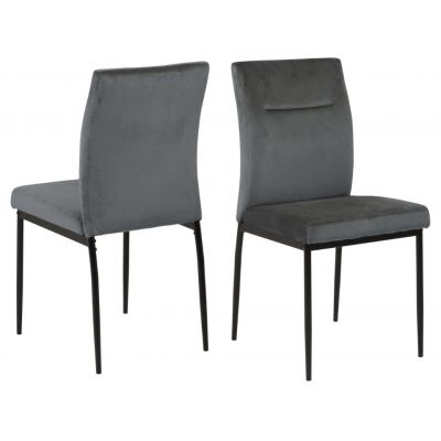 Set 2 scaune tapitate cu stofa si picioare metalice Demi Gri inchis / Negru, l45,5xA54,5xH90 cm
