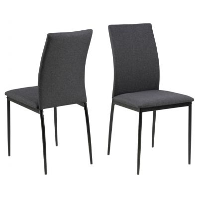 Set 4 scaune tapitat cu stofa si picioare metalice Demina Gri / Negru, l43,5xA53xH92 cm