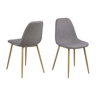 Set 4 scaune tapitate cu stofa si picioare metalice Wilma Gri Deschis / Stejar, l44,5xA56xH84 cm