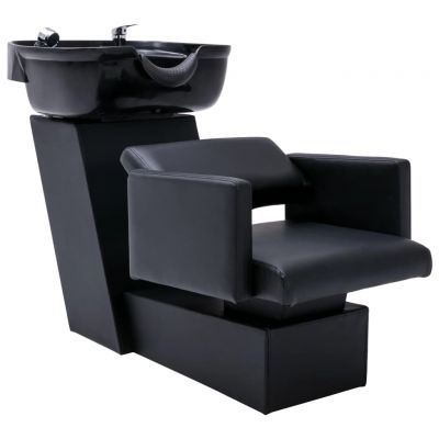 vidaXL Unitate de șamponare cu scaune de salon, piele ecologică