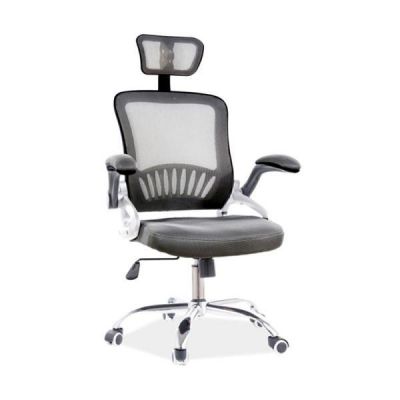 Scaun birou cu tetiera SL Q831 negru, 67x48x124 cm