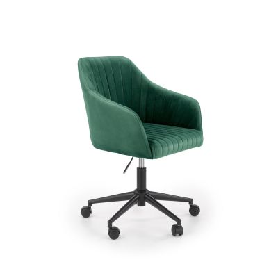 Scaun de birou pentru copii tapitat cu stofa, Francesco Velvet Verde Inchis / Negru, l57xA55xH79-89 cm