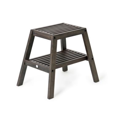 Scaun din lemn de stejar Wireworks Slatted Stool, negru