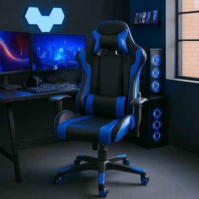 Scaun gaming US90 Silverstone negru-albastru - Unic Spot Ro