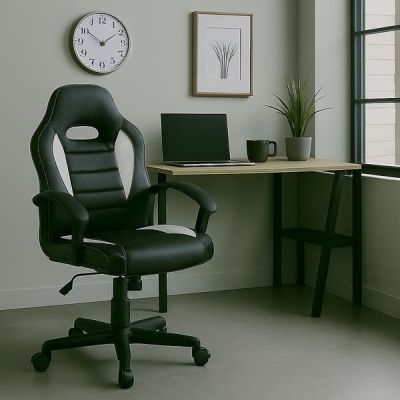 Scaun gaming US92 Euro negru-alb - Unic Spot Ro