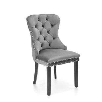 Scaun tapitat cu stofa si picioare din lemn, Miria Velvet Gri / Negru, l54xA60xH100 cm