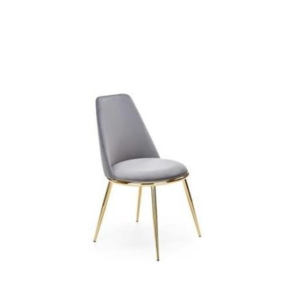Scaun tapitat cu stofa si picioare metalice, Kai-460 Velvet Gri / Auriu, l49xA54xH84 cm
