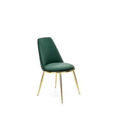 Scaun tapitat cu stofa si picioare metalice, Kai-460 Velvet Verde Inchis / Auriu, l49xA54xH84 cm