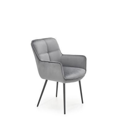 Scaun tapitat cu stofa si picioare metalice, Kai-463 Velvet Gri / Negru, l59xA64xH87 cm