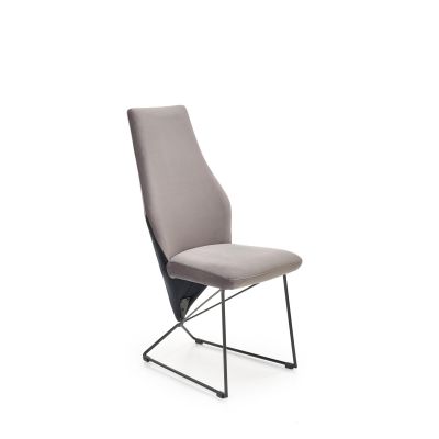 Scaun tapitat cu stofa si picioare metalice, Kai-485 Velvet Gri / Negru, l44xA63xH96 cm