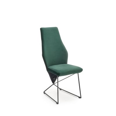 Scaun tapitat cu stofa si picioare metalice, Kai-485 Velvet Verde Inchis / Negru, l44xA63xH96 cm