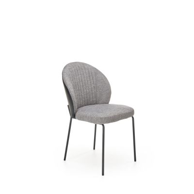 Scaun tapitat cu stofa si piele ecologica, cu picioare metalice, Kai-471 Gri / Negru, l50xA58xH85 cm