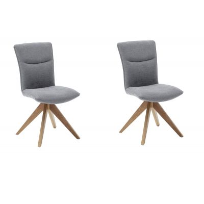 Set 2 scaune rotative tapitate cu stofa si picioare din lemn, Odense Gri / Stejar, l50xA66x93 cm