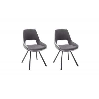 Set 2 scaune rotative tapitate cu stofa si picioare metalice, Bayoe Gri / Negru, l54xA60xH90 cm