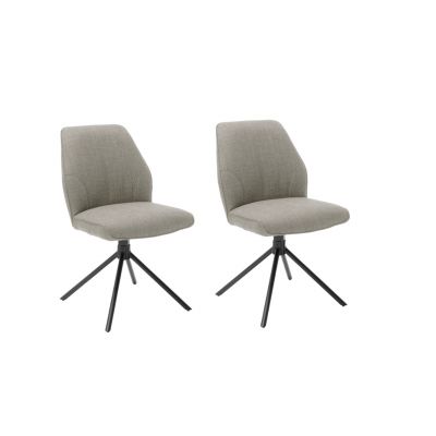 Set 2 scaune rotative tapitate cu stofa si picioare metalice, Pemba Cappuccino / Negru, l49xA63x88 cm