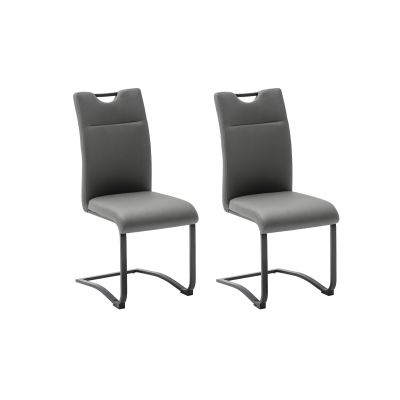 Set 2 scaune tapitate cu stofa si picioare metalice, Zapara Antracit / Negru, l45xA60xH102 cm