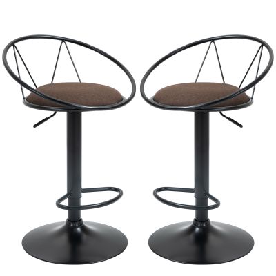 Set 2 scaune bar cu rotire de 360 de grade si suport pentru picioare 51x46x78-100cm HOMCOM | Aosom Romania