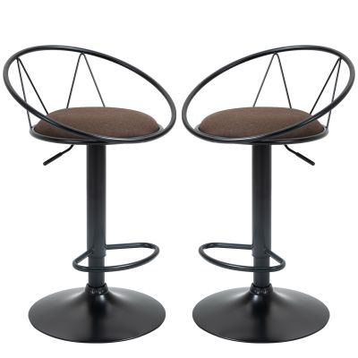 Set 2 scaune de bar cu rotire de 360 de grade si suport pentru picioare 51x46x78-100cm HOMCOM | Aosom RO