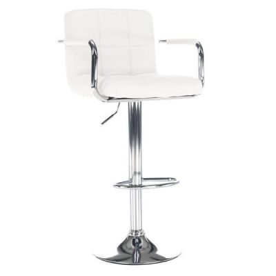 Scaun bar piele ecologica alba crom Leora