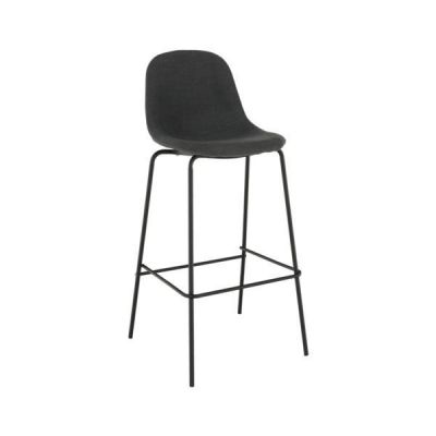 Scaun bar tapiterie textil gri picioare metal negru Mariola