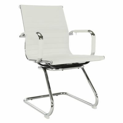 Scaun birou, tapiterie piele ecologica alba, Azure, 54,5x62,5x90,5 cm