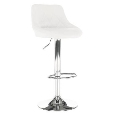 Scaun de bar piele ecologica alba picior crom Marid