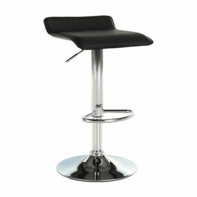 Scaun de bar piele ecologica neagra picior crom Laria