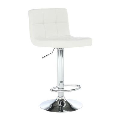 Scaun de bar tapiterie piele ecologica alba picior crom Kandy
