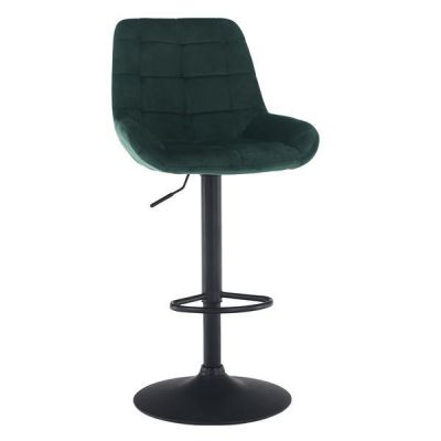 Scaun de bar tapiterie velur verde Chiro