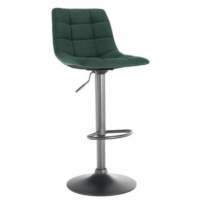 Scaun de bar tapiterie verde picior metal negru Lahela