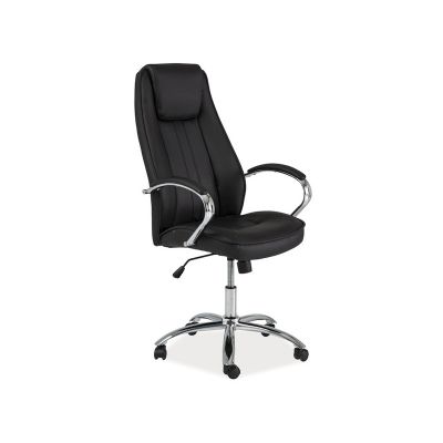 Scaun de birou directorial tapitat cu piele ecologica Qwin-036 Negru, l61xA53xH117-127 cm